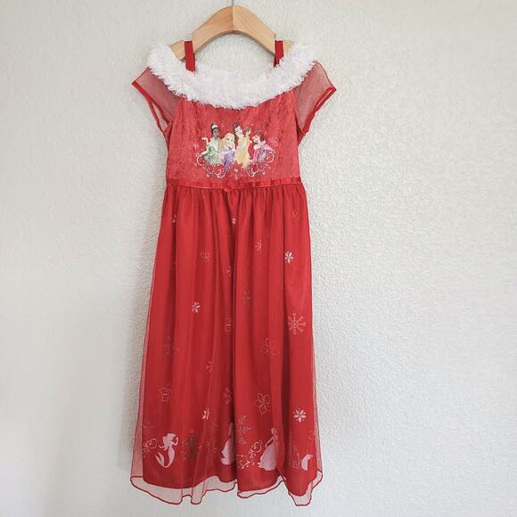 Disney Princess Red Christmas Nightgown Size 6/6X - Picture 1 of 7